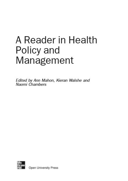 A Reader in Health Policy and Management